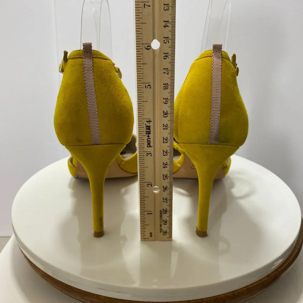Boden Genuine Suede Leather Pointed Toe Jennifer T Bar Heels 7 Mustard Party Bow